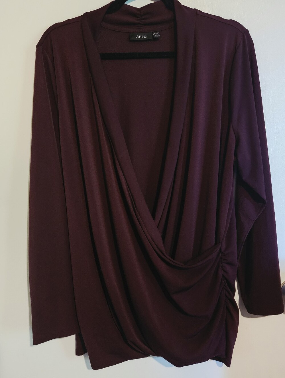 Apt 9 Purple Wrap Front Long Sleeve Top Plus Size 1x